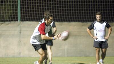 Jebel Ali Dragons’ back Andy Russell has not been on the field this year, but could make his return Friday night in the domestic league finale against Dubai Hurricanes. Mike Young / for The National