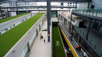 An all-but-deserted transit at Gatwick Airport, south of London.
