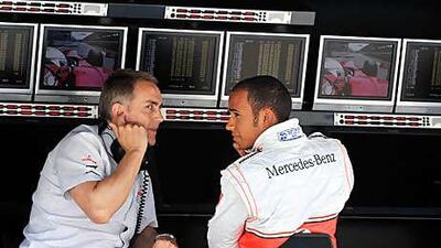 Martin Whitmarsh, left, the McLaren-Mercedes team principal, and Lewis Hamilton plot the Briton's challenge for a second F1 drivers' title.