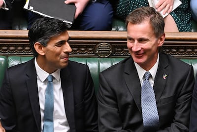 Prime Minister Rishi Sunak and Chancellor of the Exchequer Jeremy Hunt during Prime Minister's Questions in the House of Commons. PA