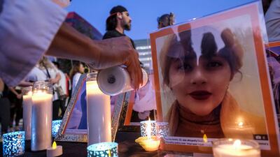 A candlelight vigil for Amini in Los Angeles. AFP