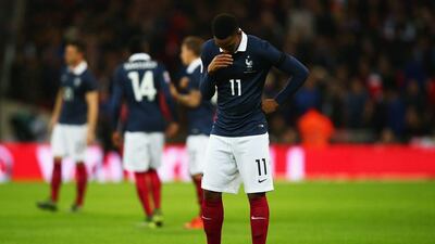 Anthony Martial was in action for France on Tuesday night against England at Wembley Stadium. Clive Rose / Getty Images