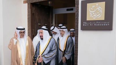 Sheikh Sultan bin Mohammed Al Qassimi, Ruler of Sharjah, inaugurates Bait Al Naboodah after a two-year renovation. Courtesy Sharjah Museums Authority