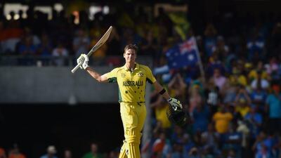 Australia's Steven Smith celebrates his century during his side's win over India in the 2015 Cricket World Cup semi-final on Thursday in Sydney. Peter Parks / AFP / March 26, 2015