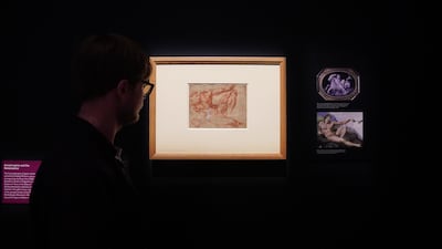 EMBARGOED TO 2200 WEDNESDAY FEBRUARY 14 A drawing my Michelangelo, one the exhibits in the British Museum, London, on display to the public as part of new Rediscovering Gems exhibition. The exhibition explores the significance of classical gems and the impression they have left throughout history.Picture date: Wednesday February 14, 2024. PA Photo. See PA story ARTS Museum. Photo credit should read: Lucy North/PA Wire