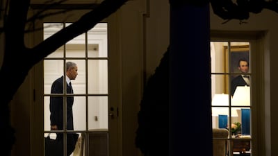 US president Barack Obama walks out of the Oval Office toward the Residence while departing the White House, on January 28, 2016, in Washington. Getty Images