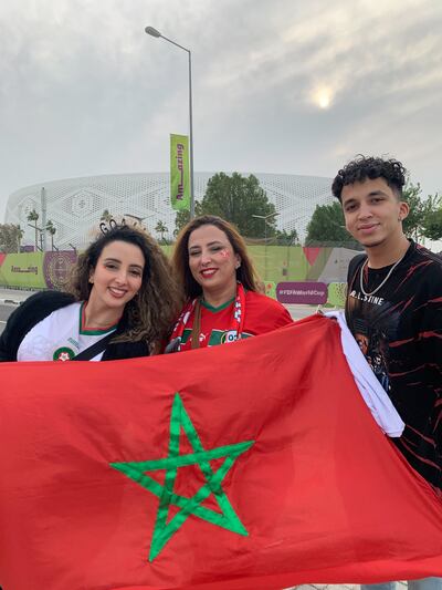 Kenza Boukrim, 25, and her brother Elias flew in from Chicago and travelled from Morocco to the match with their mother. Ali Al Shouk / The National