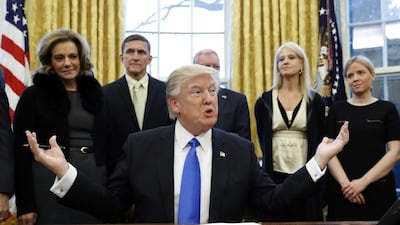 What Mr Trump has learnt is that he can fool some of the people all of the time. Alex Brandon / AP Photo