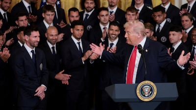 US President Donald Trump hosts Lionel Messi and his Inter Miami teammates, including Luis Suarez, at the White House after last season's MLS Cup win. Reuters