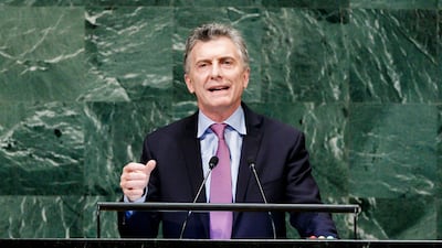 Argentina's President Mauricio Macri addresses the General Debate of the General Assembly of the United Nations. EPA