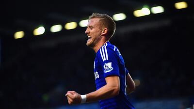 Andre Schurrle of Chelsea celebrates scoring in their 3-1 win over Burnley in their Premier League season opener. Laurence Griffiths / Getty Images / August 18, 2014