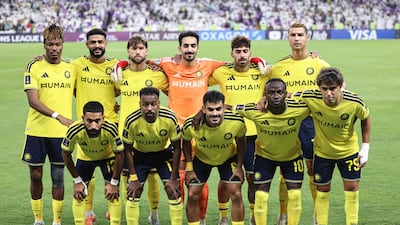 The Al Nassr starting XI before the match. AFP