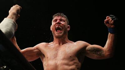 Michael Bisping of Great Britain celebrates beating Anderson Silva at UFC Fight Night 84 on Saturday night in London. Matthew Childs / Action Images / Reuters / February 27, 2016