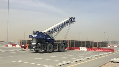 The Expo entry portals divided into sections, transported on trailer trucks from Germany to Antwerp and shipped to Jebel Ali and onto the Expo site in Dubai.