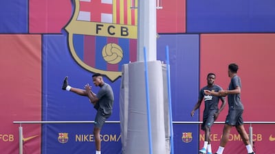 Barcelona´s Guinea-Bissau forward Ansu Fati takes part in a training session. AFP