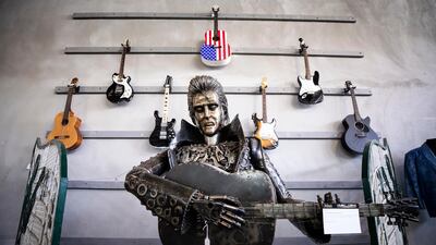 Elvis Presley memorabilia is on display at the Julien's Auctions house in Beverly Hills, California, US. EPA