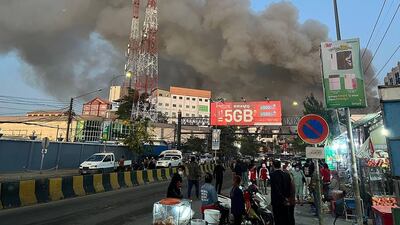 Smoke rises from hotel and casino complex. AFP