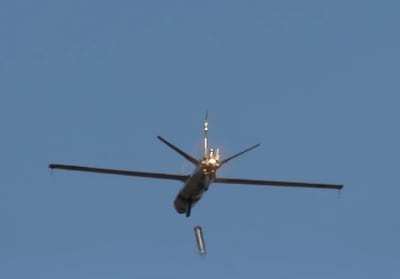 A Houthi drone launch. EPA