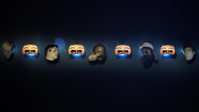 Dan Mihaltianu's work "The Last Days of Michael Jackson in Bucharest" is displayed during a press preview of the exhibition "Michael Jackson: On the Wall" at the National Portrait Gallery in London, Britain, on June 27, 2018. Neil Hall / EPA