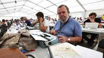 Gianni Mura, a 68-year-old Italian journalist poses after an interview with Reuters during the 2014 Tour de France. Jacky Naegelen / Reuters / July 23, 2014