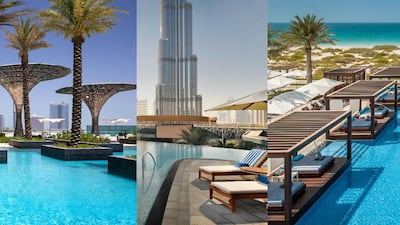 From Abu Dhabi skyline views, to Burj Khalifa and endless ocean vistas, there are plenty of picturesque pools in the UAE to help see you through the summer. Photos / Supplied