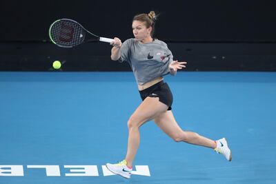 Simona Halep of Romania practices ahead of the Australian Open. Getty Images