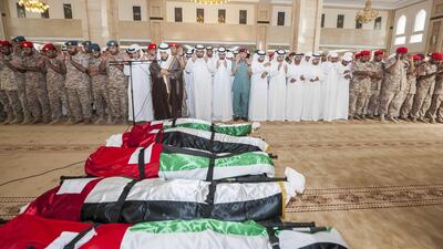 The Crown Prince of Fujairah, Mohammed bin Hamad, leads funeral prayers in Fujairah. Wam