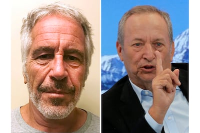 Jeffrey Epstein, left, and economist Larry Summers. AP