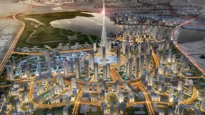 Emaar Properties, which is building the Dubai Creek Tower said to dwarf the Burj Khalifa, plans to waive registration fees and offer other incentives to buyers during the three-day Dubai Property Festival this week. Renderings courtesy Emaar