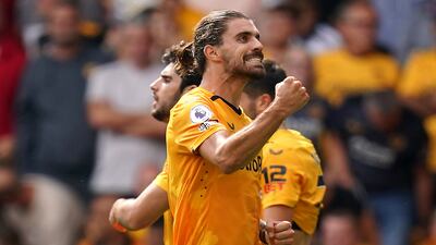 Wolves' Ruben Neves celebrates scoring at Molineux. PA