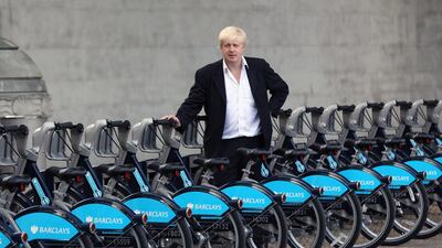 Mr Johnson at the launch of London's first cycle hire scheme in July 2010. Getty Images