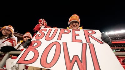 A fan holds a sign after the NFL AFC Championship playoff football game between the Kansas City Chiefs and the Cincinnati Bengals. AP Photo
