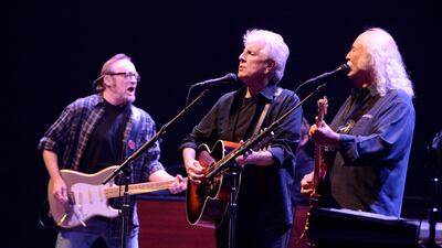 Musicians Stephen Stills, Graham Nash and David Crosby of Crosby, Stills and Nash. Both Nash and Crosby have voiced their support of Neil Young, their former bandmate. AFP