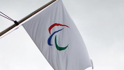 The Paralympics logo on a flag in London ahead of the 2012 games.