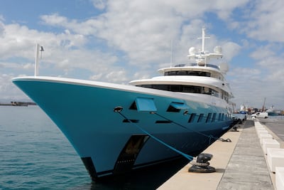 The superyacht 'Axioma' docked at a port in Gibraltar. Reuters