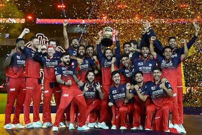 Royal Challengers Bengaluru celebrate winning the 2026 Indian Premier League final against Gujarat Titans in Ahmedabad last Sunday. AFP