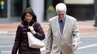 Diane and John Foley, the parents of James Foley, a US journalist slain by Islamic State militants, T the Alexandria federal court house during the trial of El Shafee Elsheikh, the "Beatle" in Alexandria, Virginia. AFP
