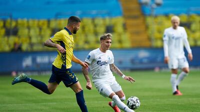 Guillermo Varela, right, will face his former team when Copenhagen play Manchester United in the Europa League quarter-finals. Getty Images