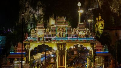 Hindu devotees walking towards the Batu Caves temple to make offerings during the Thaipusam festival in Batu Caves on the outskirts of Kuala Lumpur. AFP