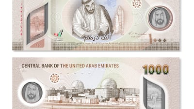 The new Dh1,000 note will begin circulating in the first half of next year. Photo: Wam