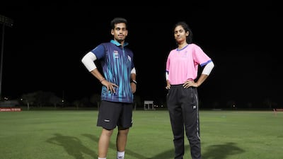 Khushi Sharma, right, and her brother Sanchit during a training session in Dubai. All photos by Chris Whiteoak / The National