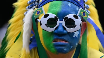 A Brazil fan watches his team take on Norway in New Jersey. AFP
