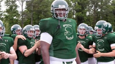 Quinton Aaron stars as Michael Oher in The Blind Side. The actor gives a believable performance as a black teenager from a deprived background, taken in by a wealthy white family.
