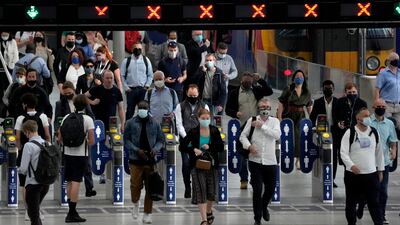 The morning rush hour at Waterloo train station in London this week. AP