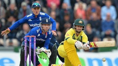 Australia's Matthew Wade plays a shot during the first one day international against England. Glyn Kirk / AFP