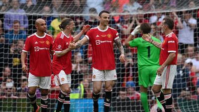 Dimitar Berbatov of Manchester United celebrates scoring. Getty