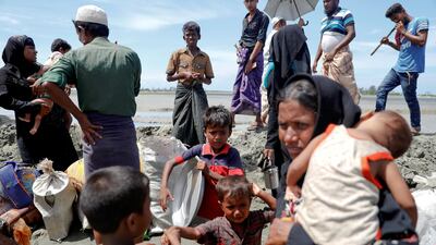 Rohingya refugees from Myanmar making their way to a relief centre in Teknaf, near Cox's Bazar in Bangladesh, October 3, 2017. Damir Sagolj / Reuters