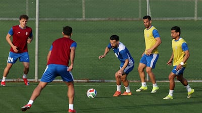 Iran's Hadi Habibinejad with teammates during training in Turkey ahead of travelling to the US. Reuters