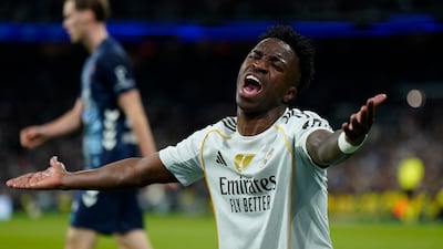 Vinicius Junior shows his frustration during Real Madrid's 2-0 La Liga loss at home to Celta Vigo. Reuters