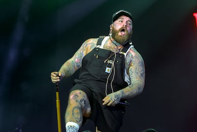 Teddy Swims performs at the opening night of the 2024 F1 concert series at Etihad Park in Yas Island, Abu Dhabi, on Thursday. All Photos: Victor Besa / The National